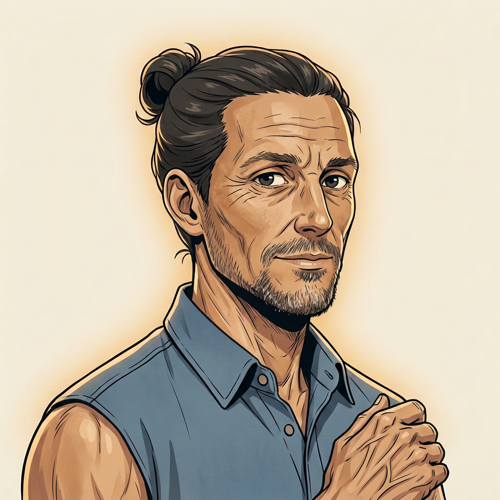 Illustriertes Porträt von Joshua Baker